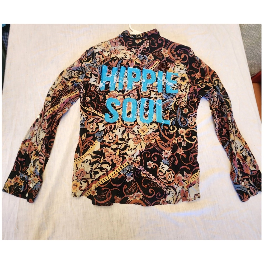 Timberjune Custom Upcycled Hippie Soul Paisley Floral Button Down Shirt Boho